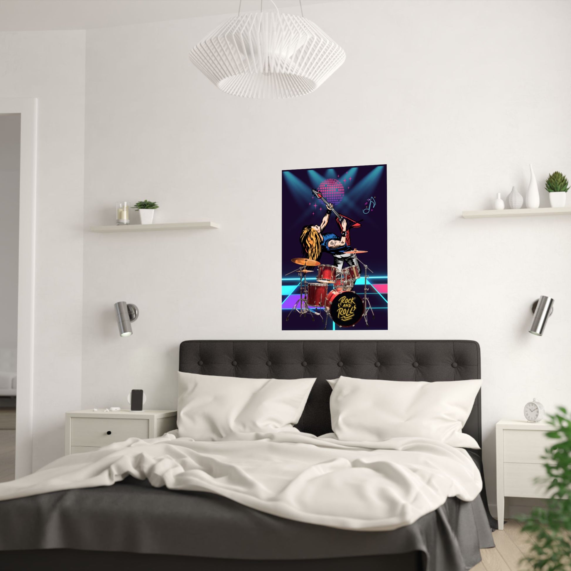Rock and Roll Satin Poster, Musik Wandkunst, Retro Dekor, Geschenk für Musiker, Home Studio Dekoration, Vintage Vibe Kunstwerk