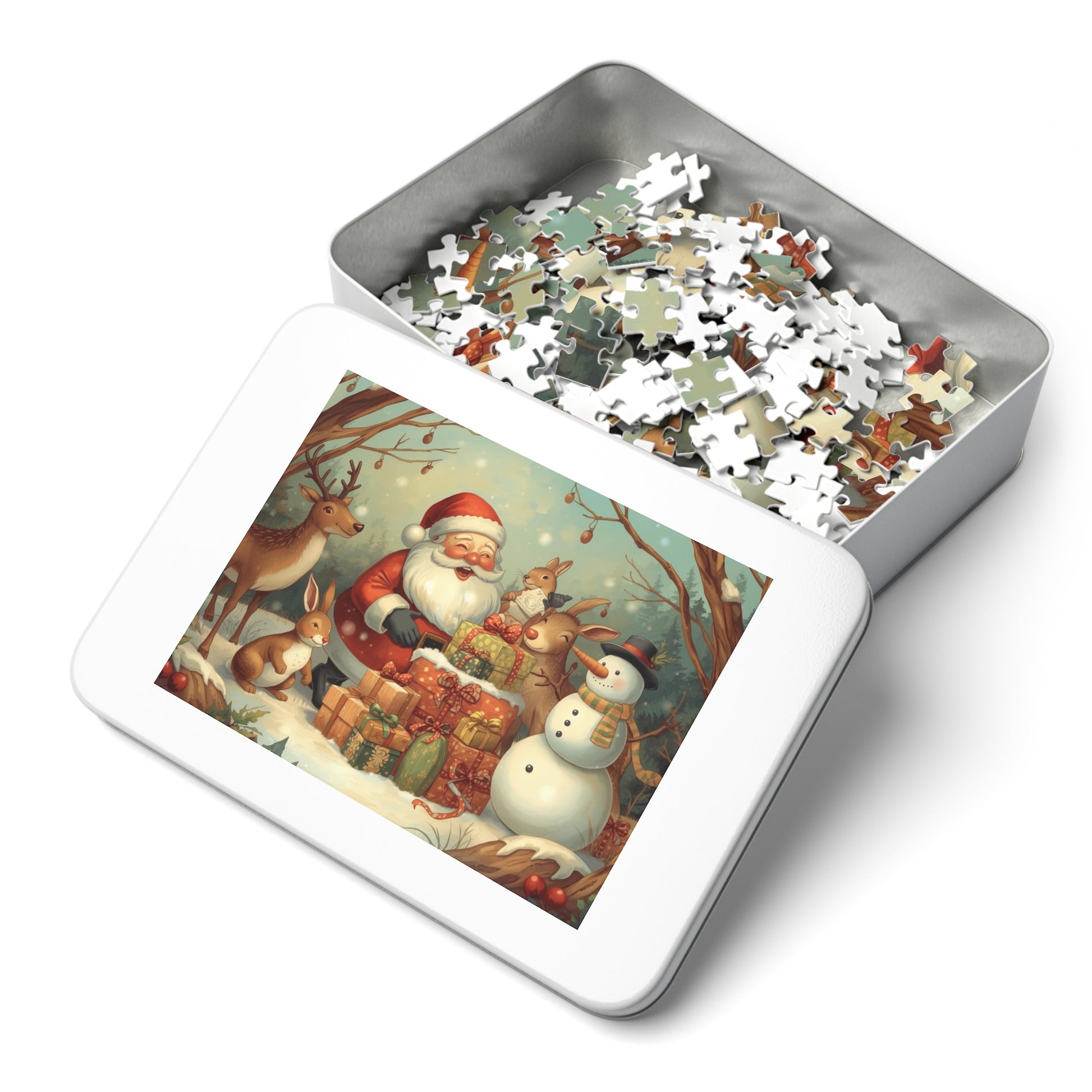 Weihnachtspuzzle, Urlaubsspaß, Familienaktivität, Geschenk für Kinder, Winterdeko, Weihnachtsmann und Freunde