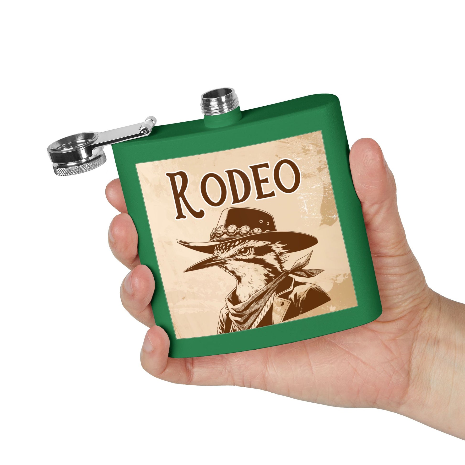 Rodeo-Flachmann aus Edelstahl | Cowboy-Geschenk | Western-Dekor | Party-Flachmann | Rustikales Hochzeitsgeschenk | Abenteuerausrüstung | Schnapsflachmann