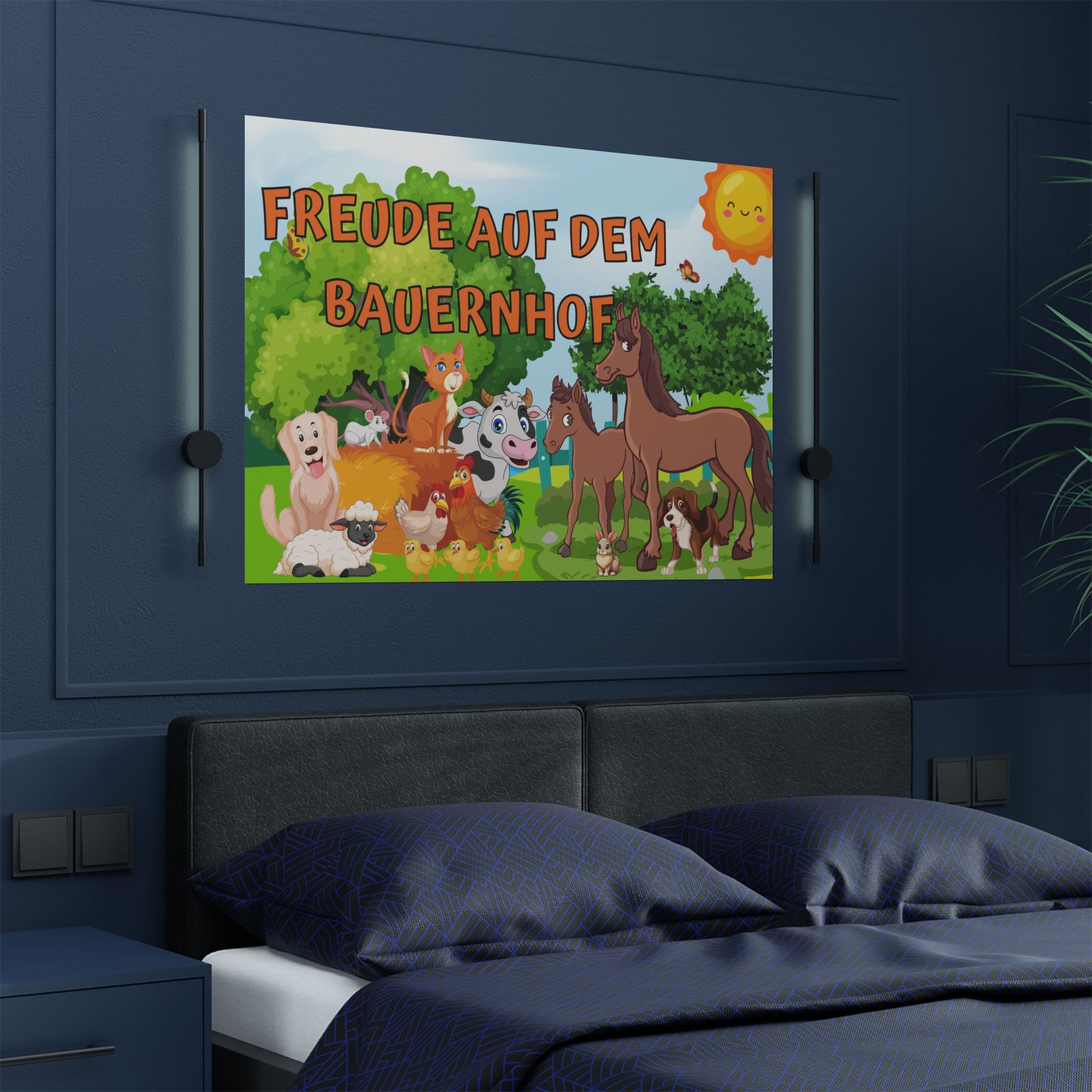 Süßes Tierfarm Satin Poster, Kinderzimmer Dekor, Bauernhof Tier Kunst, Kinder Wandkunst, Pädagogisches Kinderzimmer Poster