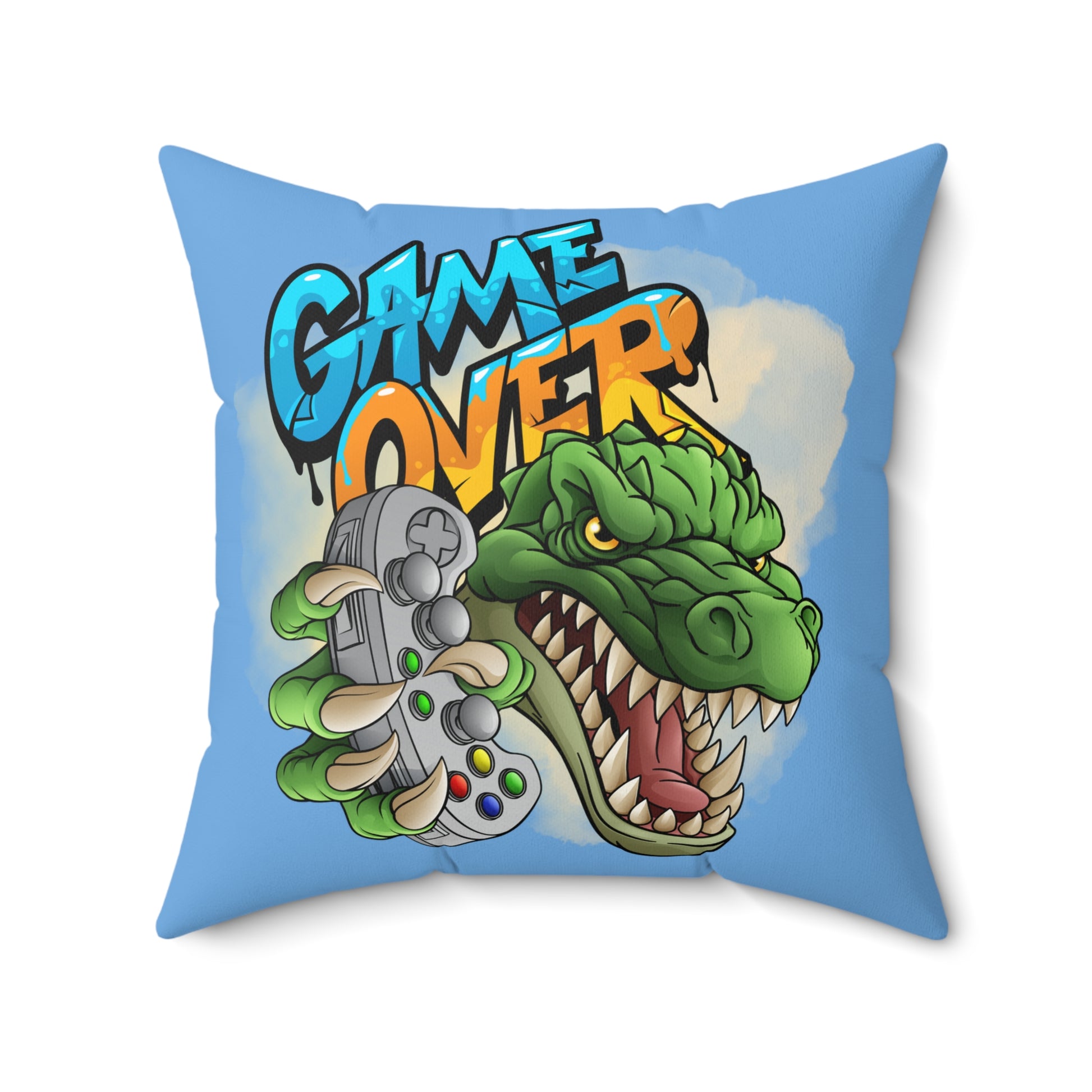 Game Over Dinosaurier Kissen, Gamer Dekor, Jungenzimmer Kissen, Lustiges Zimmer Akzent, Videospiel Geschenk