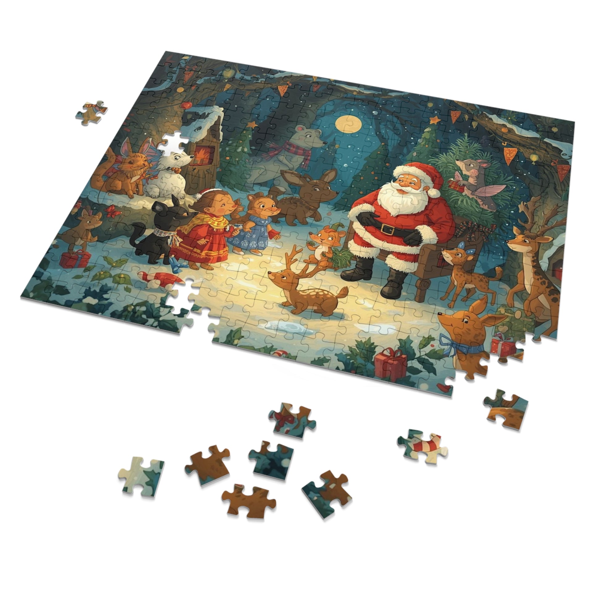 Weihnachtspuzzle mit Dose, Weihnachtsdekoration, Familienspielabend, Geschenk für Kinder, Festliche Aktivitäten, Winterwunderland