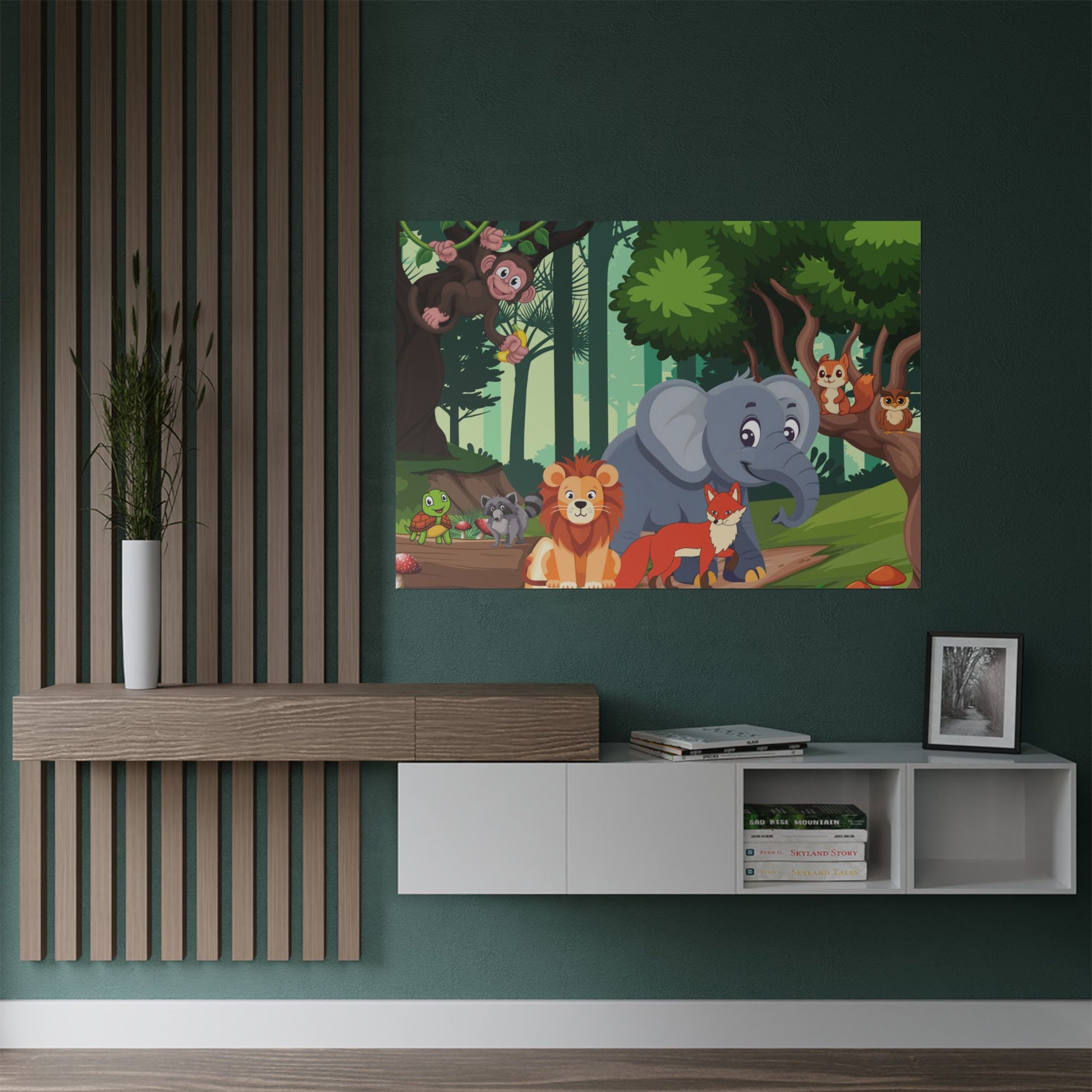 Verspieltes Tier-Kunstposter, Kinderzimmer Dekor, Dschungel Thema Wandkunst, Kinderzimmer Dekoration, Geburtstagsgeschenk für Kinder
