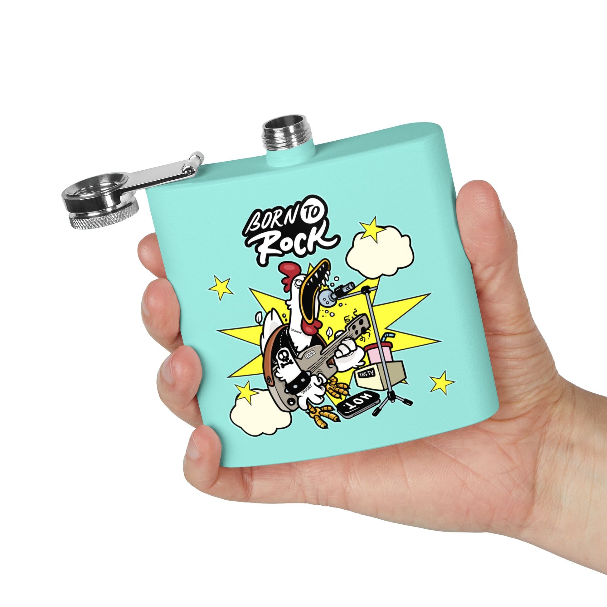 Edelstahl-Flachmann „Born to Rock“ – 170 ml Party-Accessoire zum Thema Musik