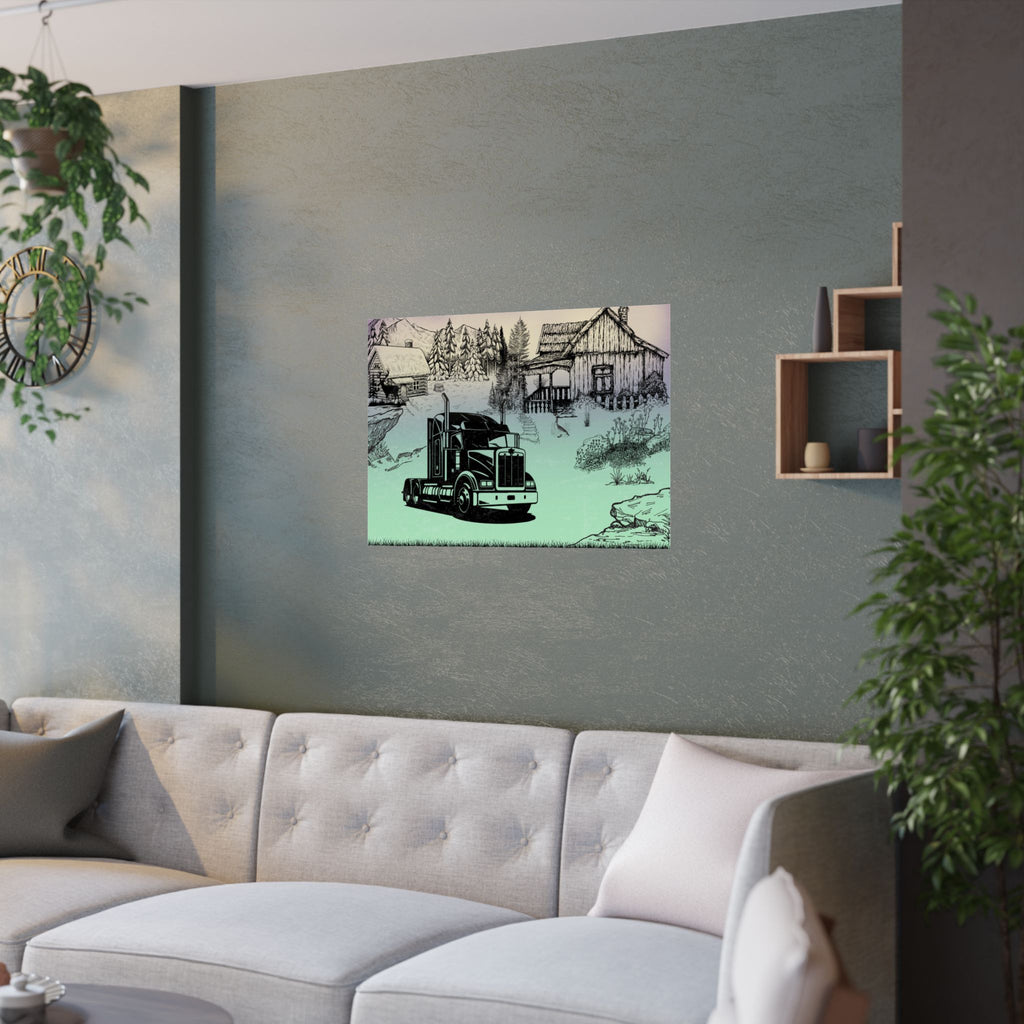 Rustikales LKW Satin Poster, Vintage LKW Wandkunst, Landhaus Dekor, LKW Enthusiast Geschenk, Wohnzimmer Kunstdruck