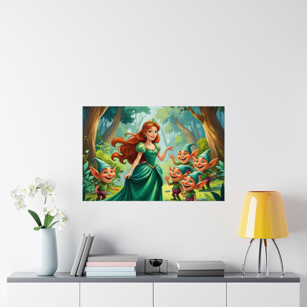 Zauberhaftes Wald Satin Poster, Märchen Wandkunst, Prinzessin Dekor, Kinderzimmer Dekoration, Zauberhafter Kunstdruck, Wunderliches Wohndekor