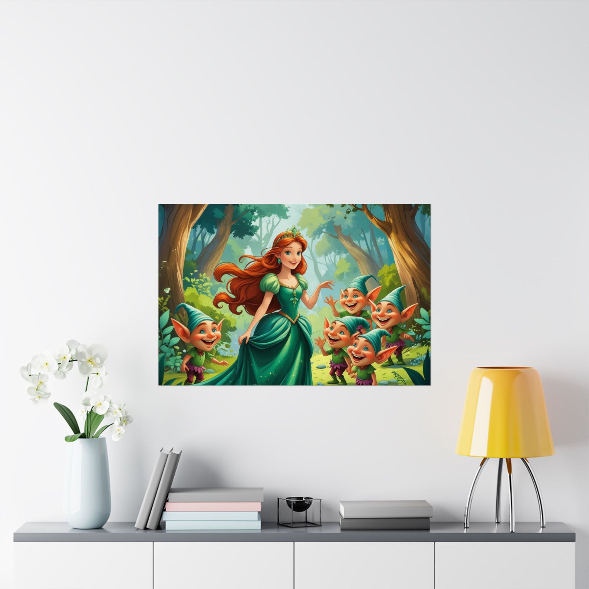 Zauberhaftes Wald Satin Poster, Märchen Wandkunst, Prinzessin Dekor, Kinderzimmer Dekoration, Zauberhafter Kunstdruck, Wunderliches Wohndekor