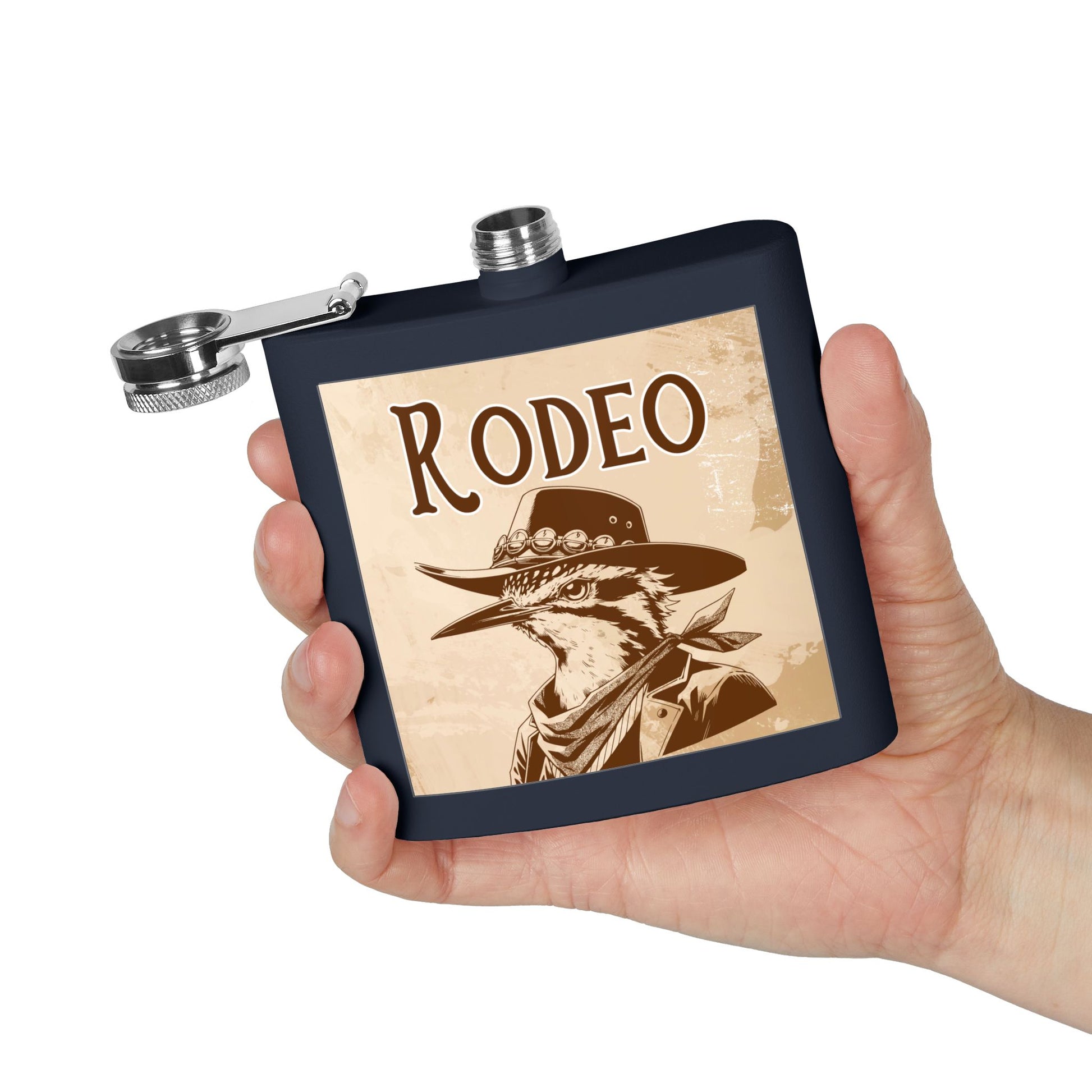 Rodeo-Flachmann aus Edelstahl | Cowboy-Geschenk | Western-Dekor | Party-Flachmann | Rustikales Hochzeitsgeschenk | Abenteuerausrüstung | Schnapsflachmann