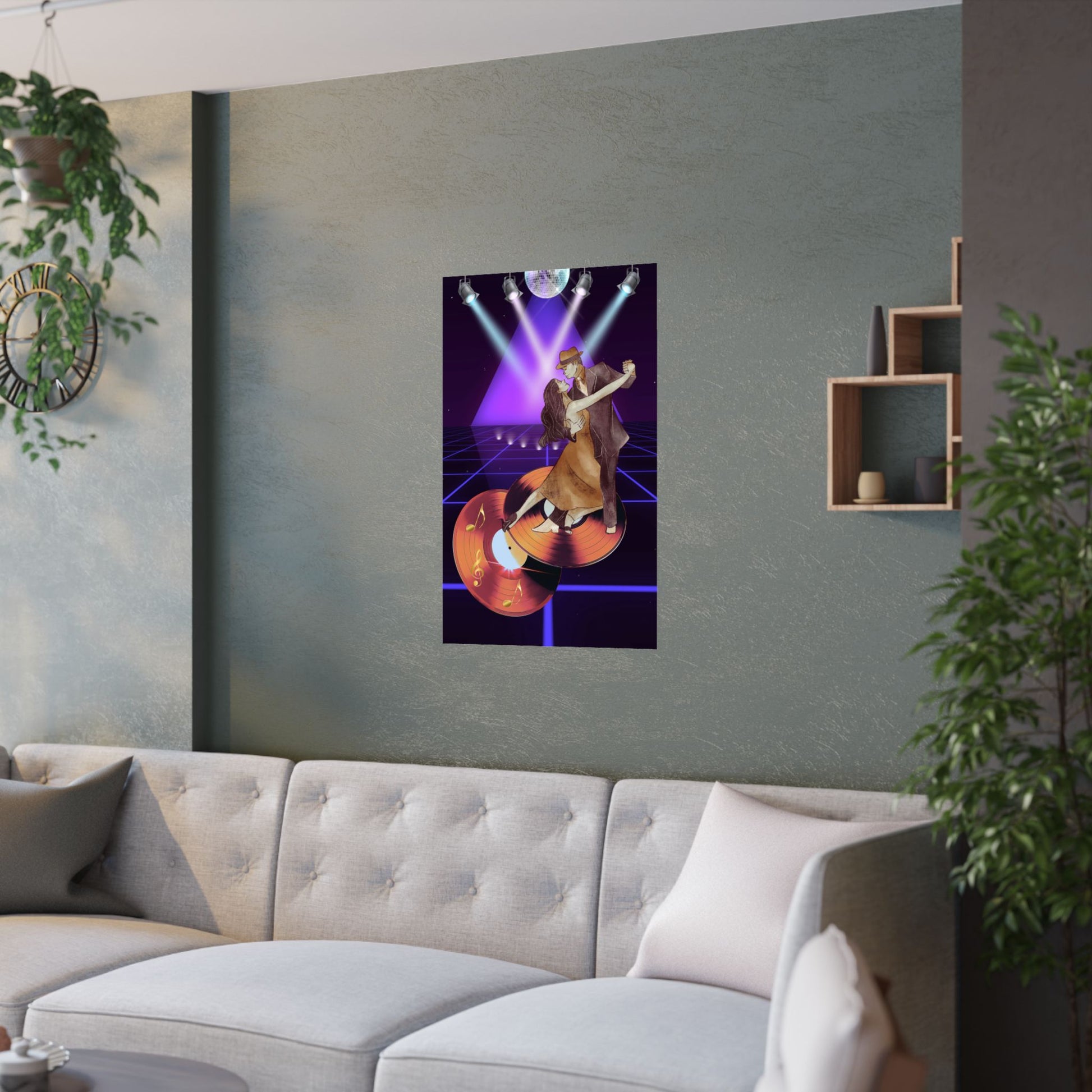 Retro Dance Satin Poster, Vintage Wandkunst, Musikzimmer Dekor, Disco Vibes, Geschenk für Musikliebhaber