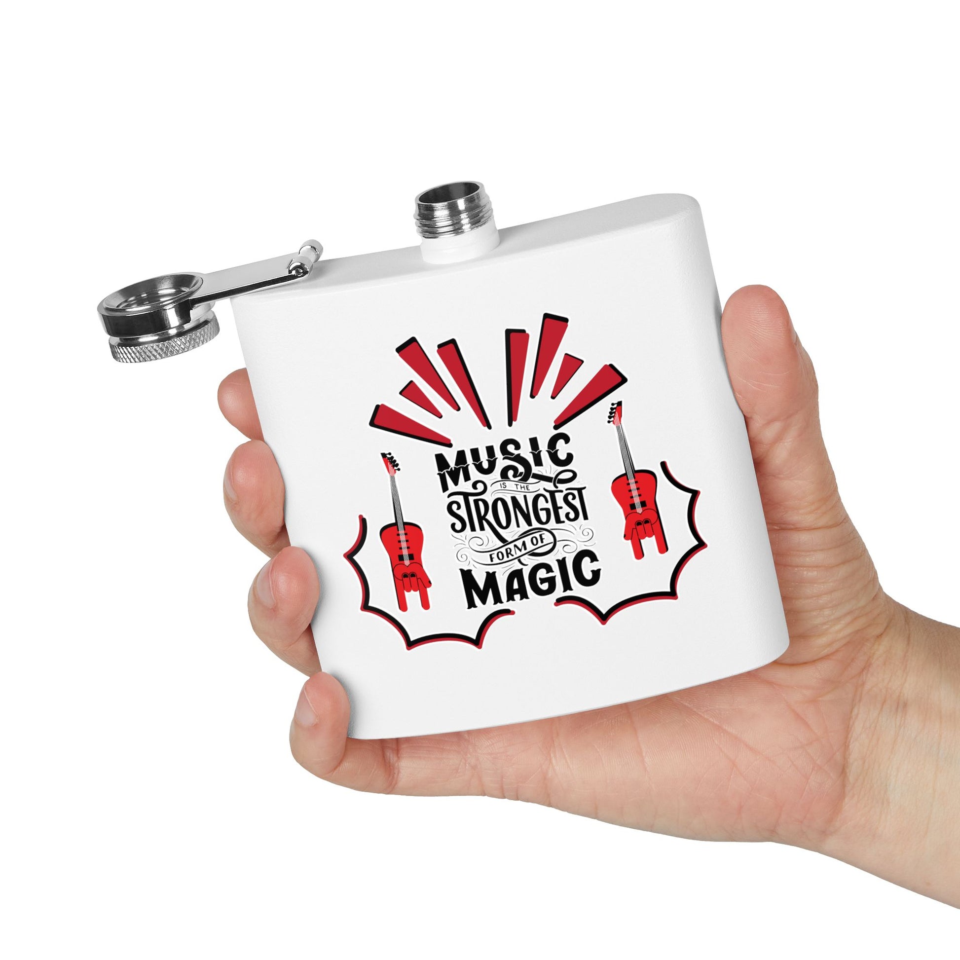 Edelstahl-Flachmann „Music Magic“ – 170 ml – perfektes Geschenk für Musiker und Musikliebhaber
