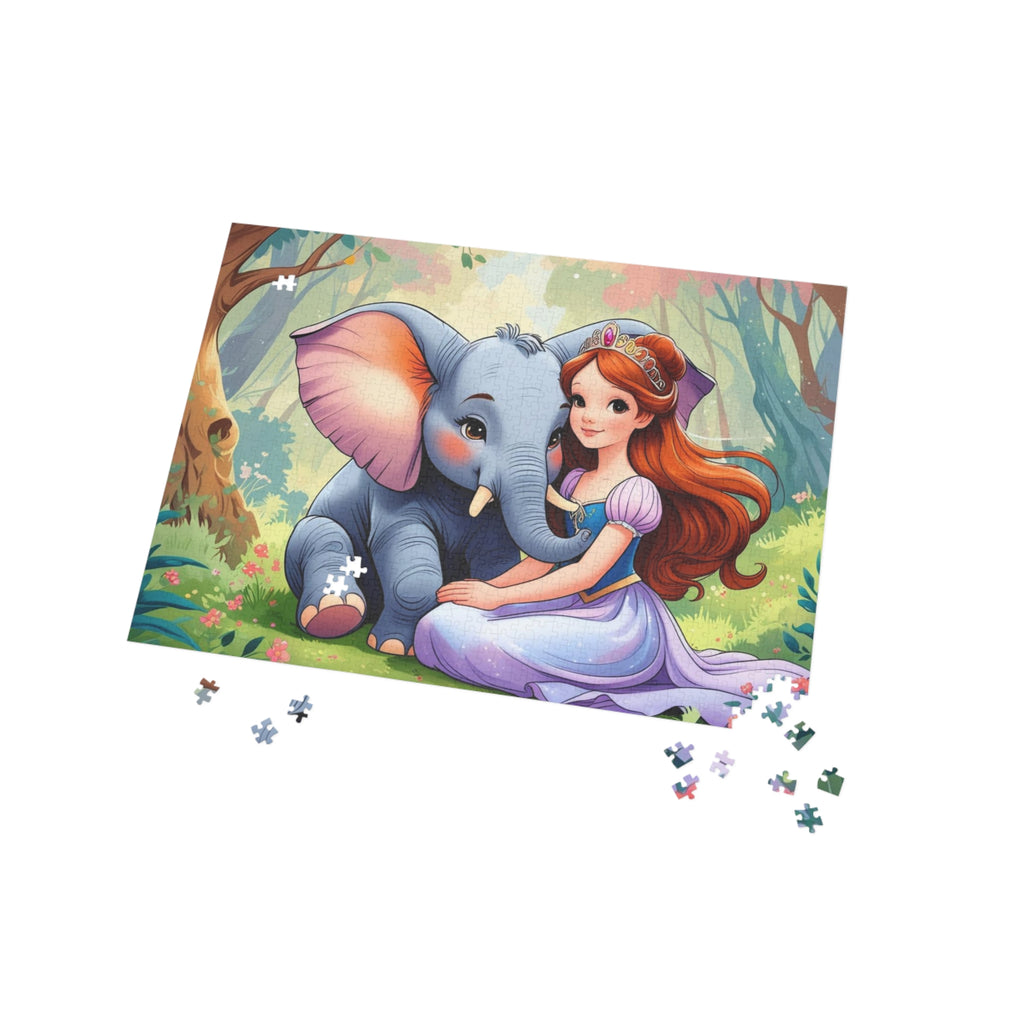 Bezauberndes Prinzessinnen- und Elefanten-Puzzle – Familienspaß, Spieleabend, Kinderaktivität, Geschenk zum Geburtstag, gemütliches Wohndekor