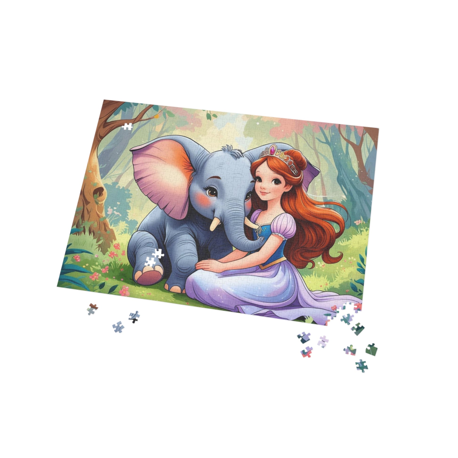 Bezauberndes Prinzessinnen- und Elefanten-Puzzle – Familienspaß, Spieleabend, Kinderaktivität, Geschenk zum Geburtstag, gemütliches Wohndekor
