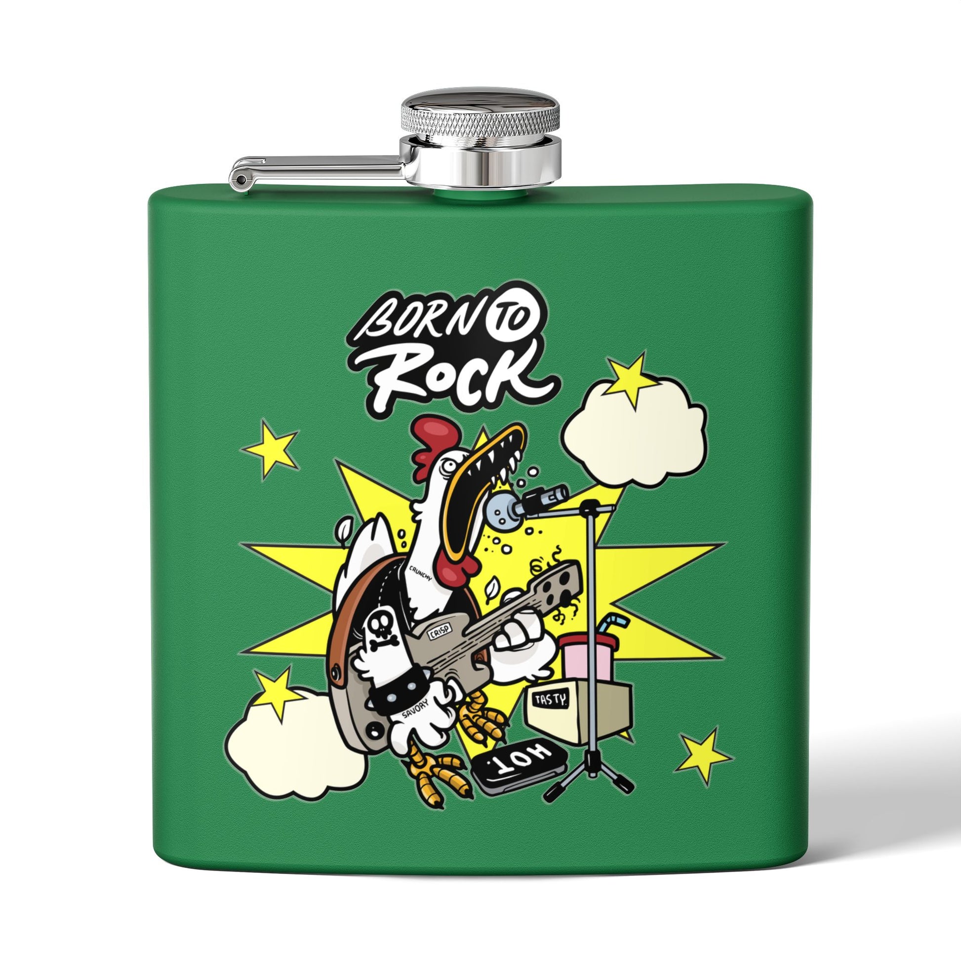 Edelstahl-Flachmann „Born to Rock“ – 170 ml Party-Accessoire zum Thema Musik