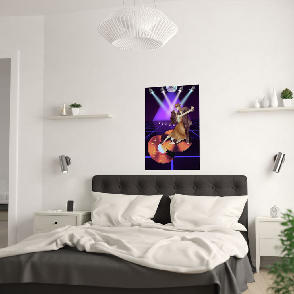 Retro Dance Satin Poster, Vintage Wandkunst, Musikzimmer Dekor, Disco Vibes, Geschenk für Musikliebhaber