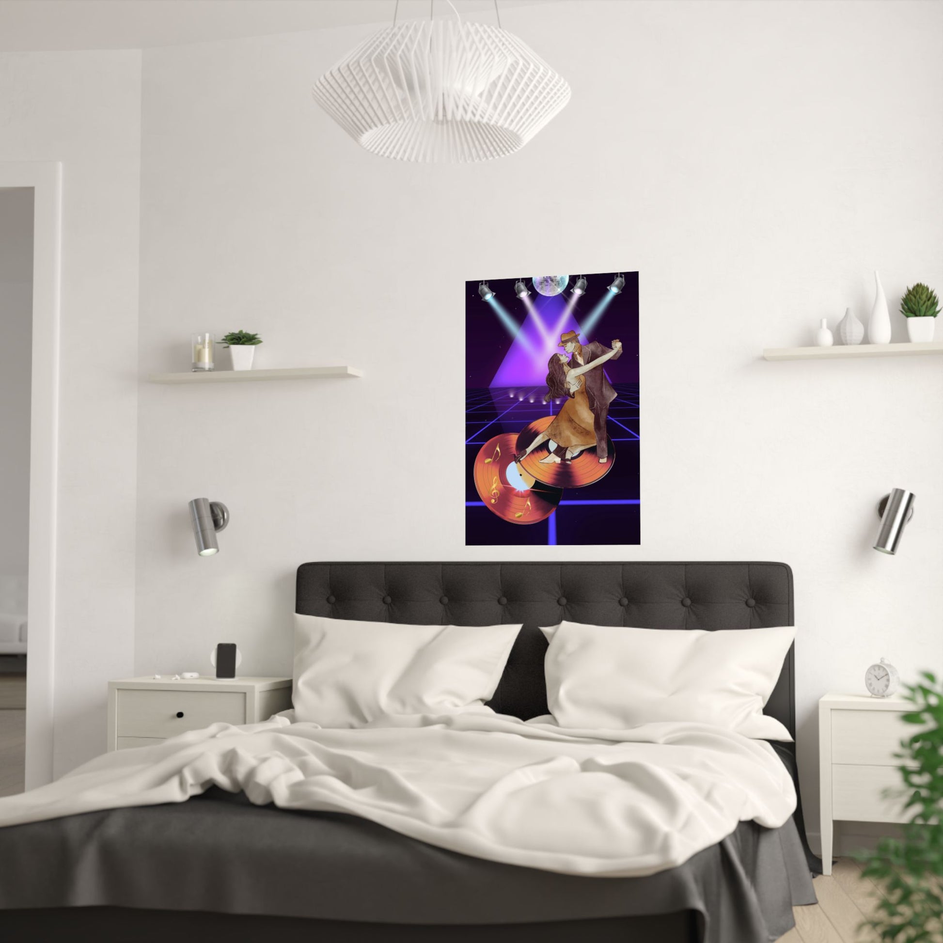 Retro Dance Satin Poster, Vintage Wandkunst, Musikzimmer Dekor, Disco Vibes, Geschenk für Musikliebhaber
