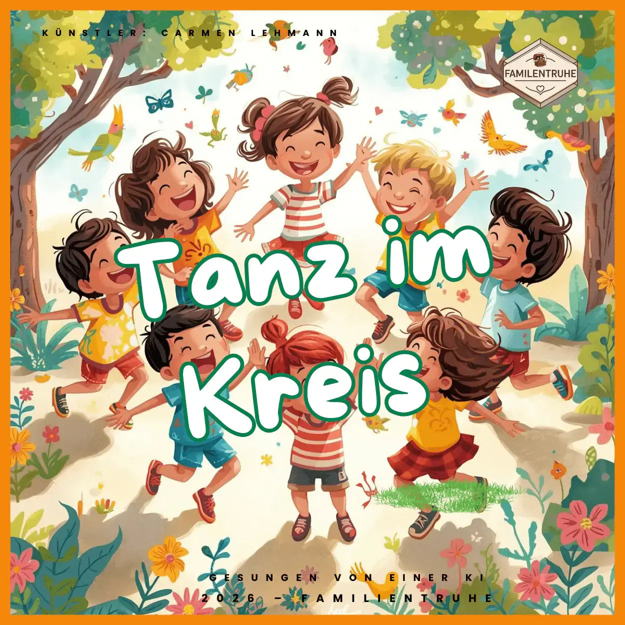 Kinderlied-Tanz im Kreis gemeinsamen Spaß - fröhliche Kinder tanzen im Kreis mit Freude.