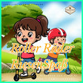 Kinderlied-Roller Räder Riesen Spaß für kleine Roller-Fans mit fröhlichen Charakteren im Kinderzimmer.