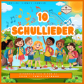 10 Schullieder Nummer 1 - Mega Spar-Paket mit fröhlichen Kindern und Musikelementen auf dem Cover.