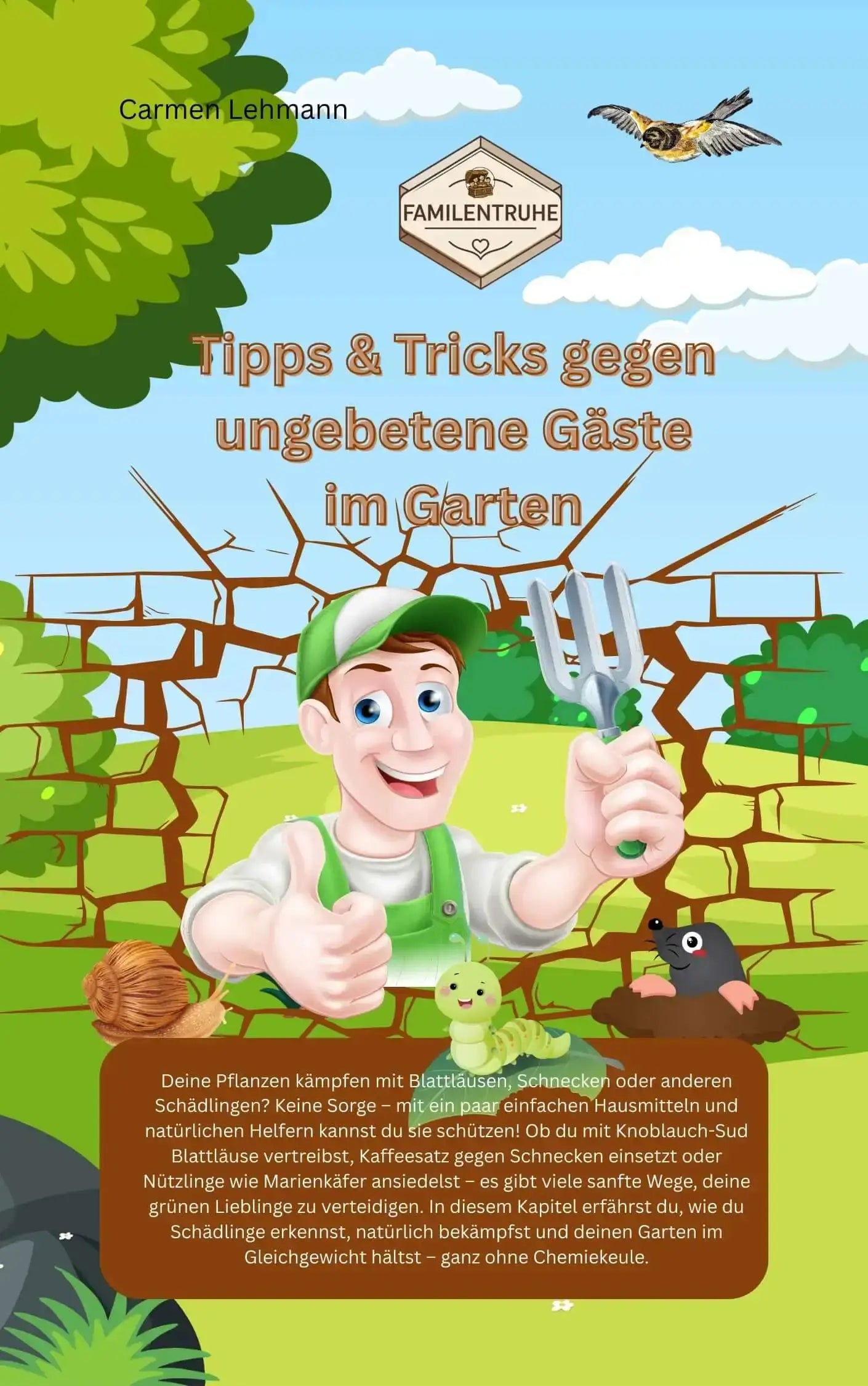 E-Book Tipps & Tricks gegen ungebetene Gäste im Garten mit Illustrationen und Gartenhelfer.