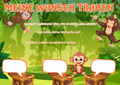 Wunschposter für Kinder Affen im Urwald mit Platz für 3 Wünsche, umgeben von fröhlichen Affen im Dschungel.