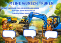 Wunschposter für Kinder Bagger Arbeiter im Einsatz Nr.3 Digital - Kinder schreiben Wünsche auf einem Bagger-Poster.