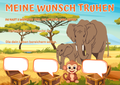 Wunschposter für Kinder Elefanten Mama mit ihr Kind Digital - Illustration mit Elefanten und Affen zum Wunschaufschreiben.