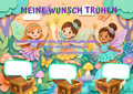 Wunschposter Fee 3D-Optik Kinder Digital mit Feen und Wunschtruhen