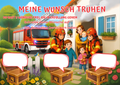 Wunschposter Feuerwehr im Einsatz Kinder-Digital Nr.3 mit Feuerwehr, Kindern und Wunschtruhen.