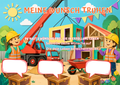 Wunschposter für Kinder Hausbau mit dem Kran Digital, Kinder auf der Baustelle, Wünsche aufschreiben.