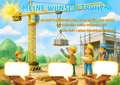 Wunschposter für Kinder Kran auf einer Baustelle Digital mit Baumeistern und Wunschtruhen.