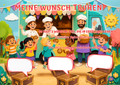 Wunschposter für Kinder Mobile Bäckerei mit Kinder Digital mit fröhlichen Kindern und Bäckern.