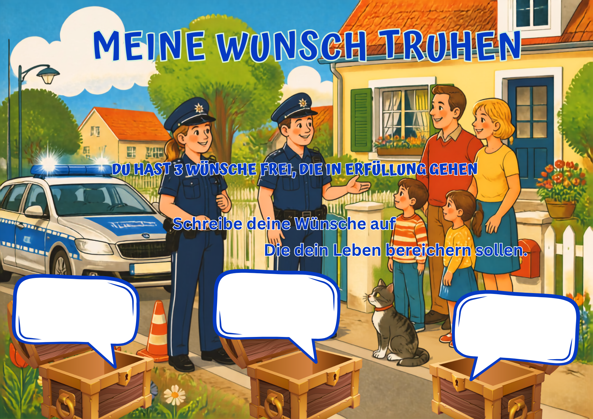 Wunschposter für Kinder Polizei im Einsatz 4 Digital mit Kindern und Polizisten