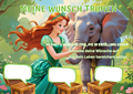 Wunschposter für Kinder Prinzessin mit einen Elefant Digital: Prinzessin und Elefant mit Wunschfeldern.