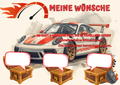 Wunschposter für Kinder Sportwagen in Weis und Rote streifen Digital mit Rennwagen und Wunschfeldern.