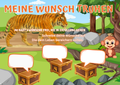 Wunschposter für Kinder Tiger und ein Affe Nummer 1 mit einem Tiger und einem Affen im Dschungel.
