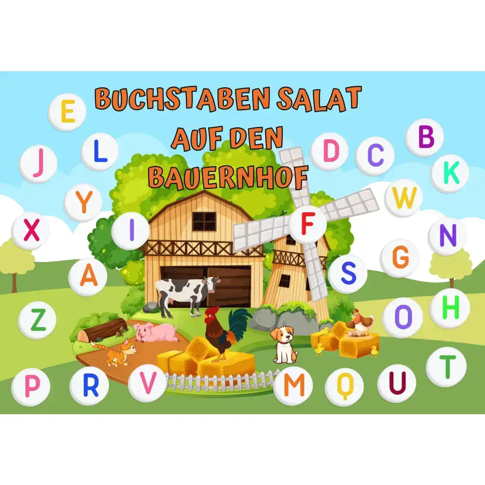 ABC Poster-Buchstabensalat auf dem Bauernhof Digital - Poster