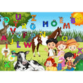 ABC Poster-Kinder auf einer Wiese mit Tiere Digital - Poster