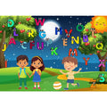 ABC Poster-Nachtmond mit Kinder -Digital - Poster