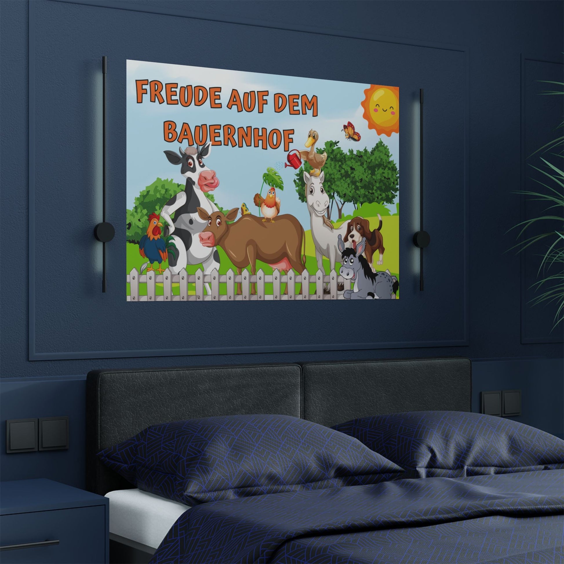 Bauernhof Tier Dekor Poster, Fröhlicher Bauernhof Kunstdruck - Familientruhe