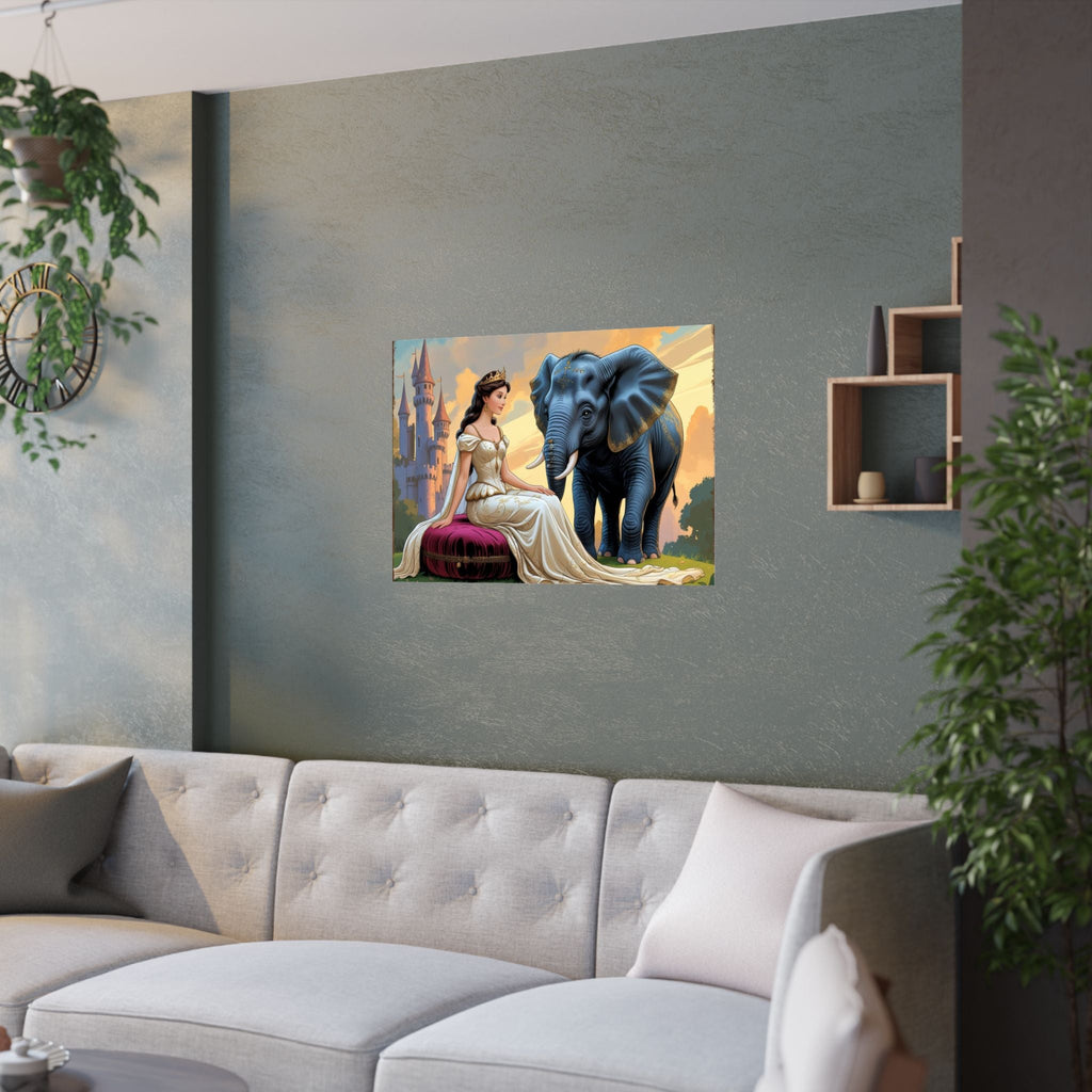 Bezaubernde Satin - Posterkunst – Prinzessin Elefant, Wohndekor - Familientruhe