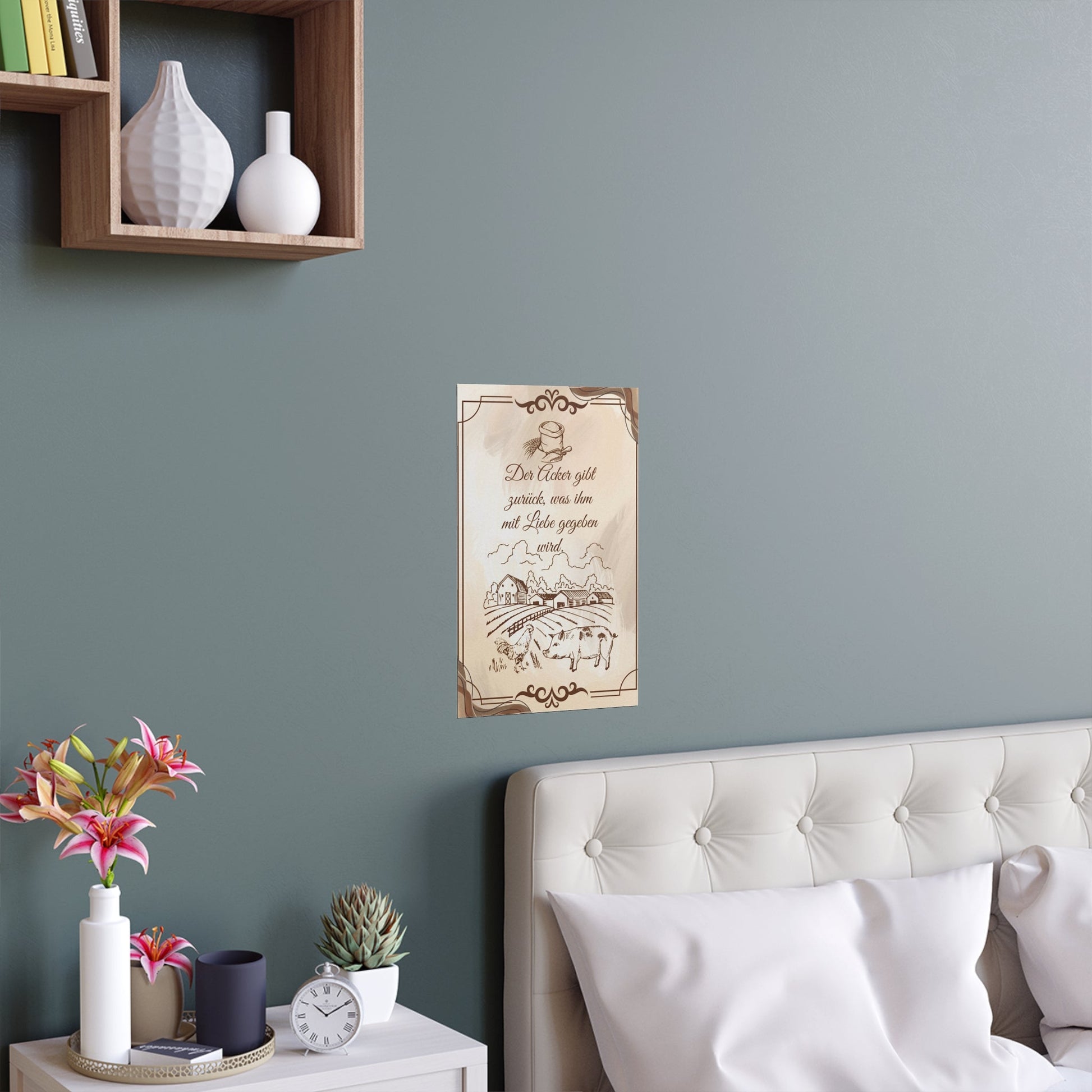 Bezaubernde Seidenposter, Bauernhaus - Dekor, rustikale Wandkunst - Familientruhe