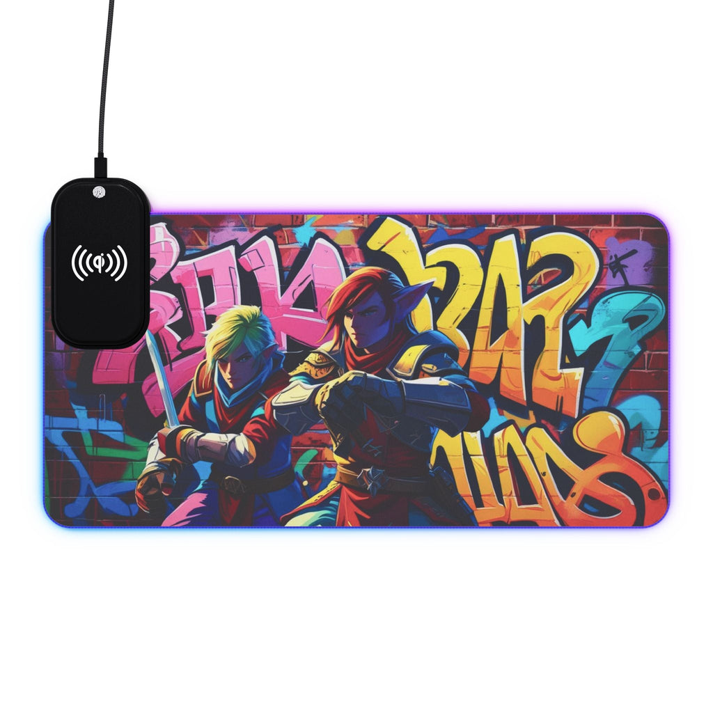 Buntes Gaming - Mauspad mit kabelloser Aufladung, individuelles LED - Design - Familientruhe