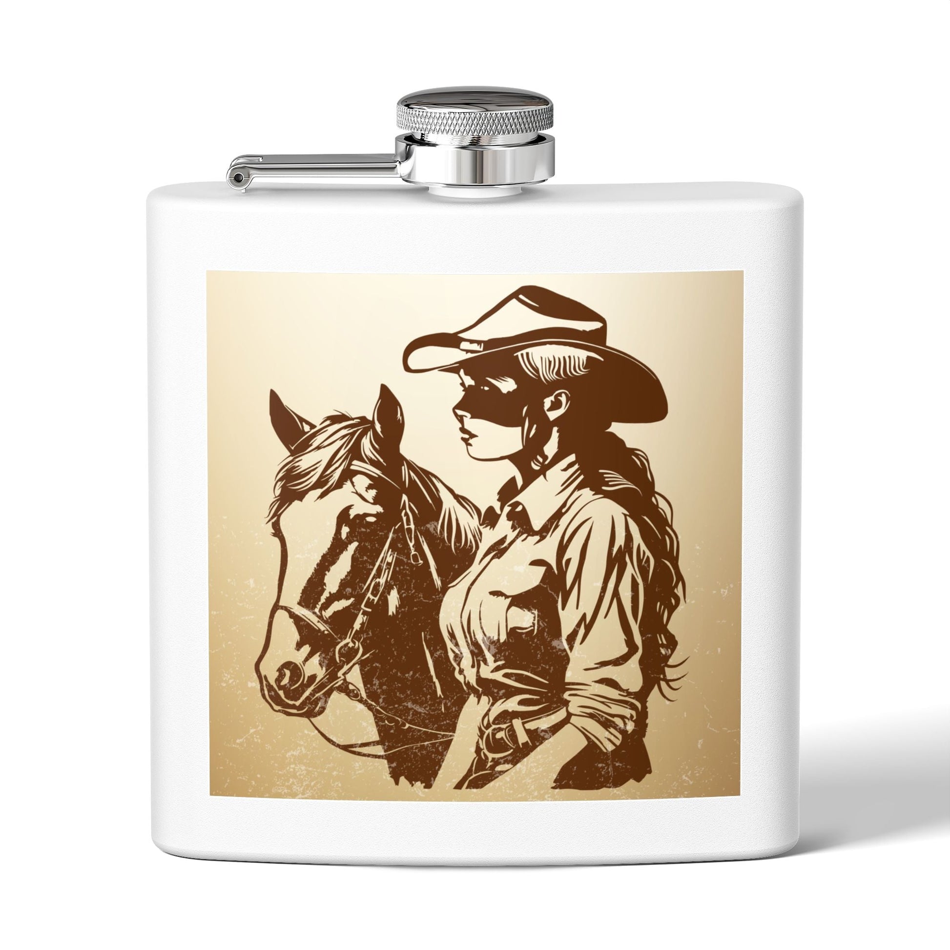 Cowgirl - Flachmann aus Edelstahl, 6 oz – perfekt als Geschenk, zum Camping, für Cowboy - Events, Tailgating und personalisierte Feiern! - Familientruhe