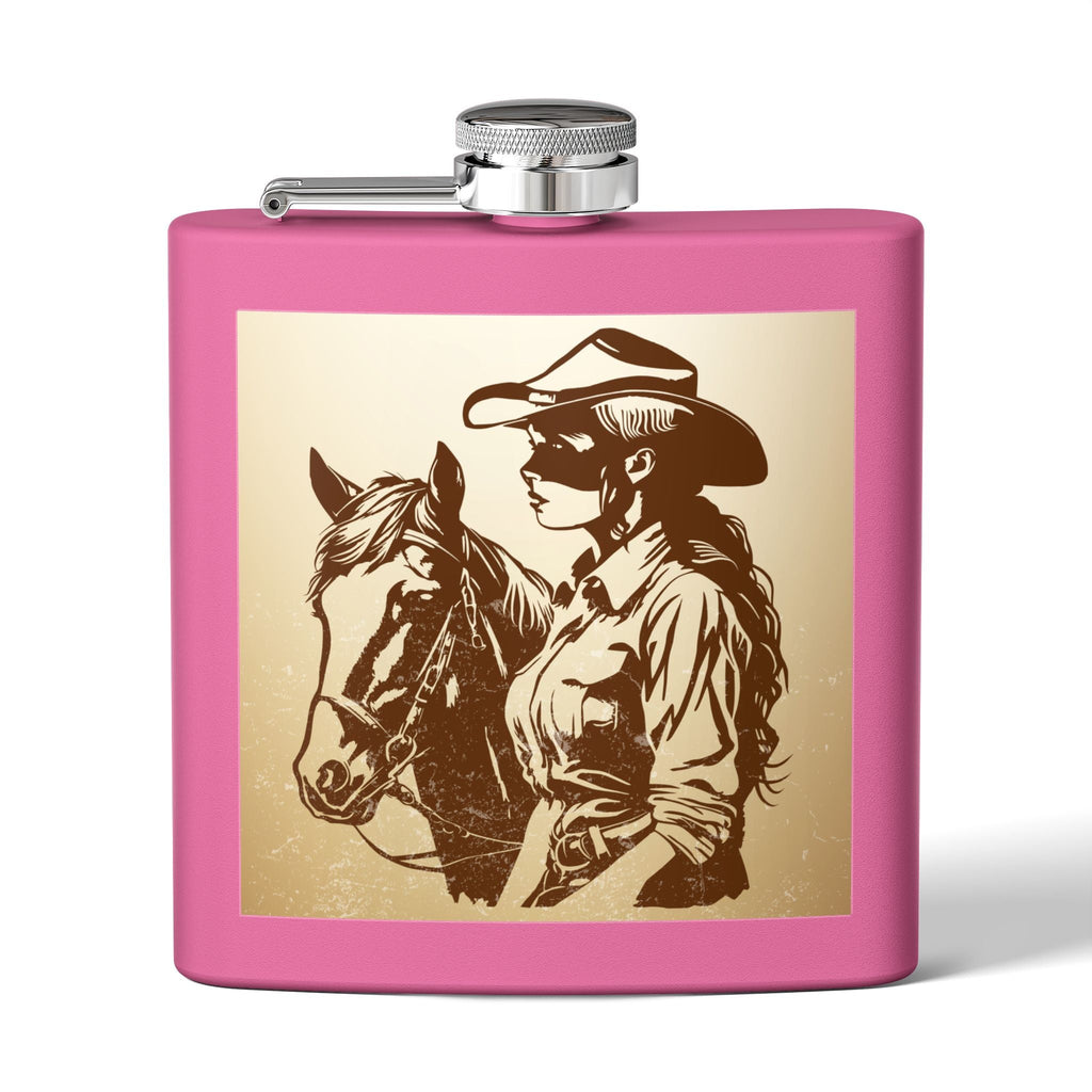 Cowgirl - Flachmann aus Edelstahl, 6 oz – perfekt als Geschenk, zum Camping, für Cowboy - Events, Tailgating und personalisierte Feiern! - Familientruhe