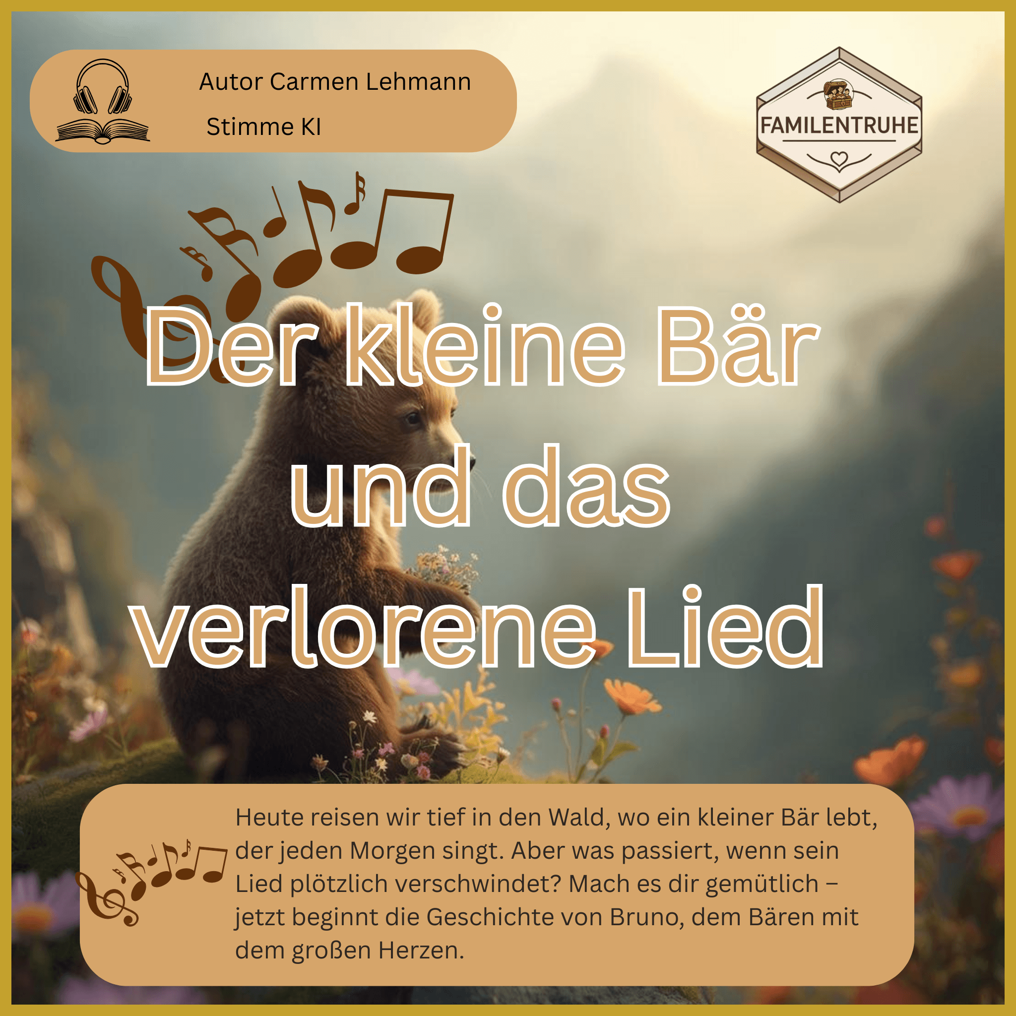 Hörbuch-Der kleine Bär und das verlorene Lied, mit einem Bären auf dem Cover und musikalischen Noten.