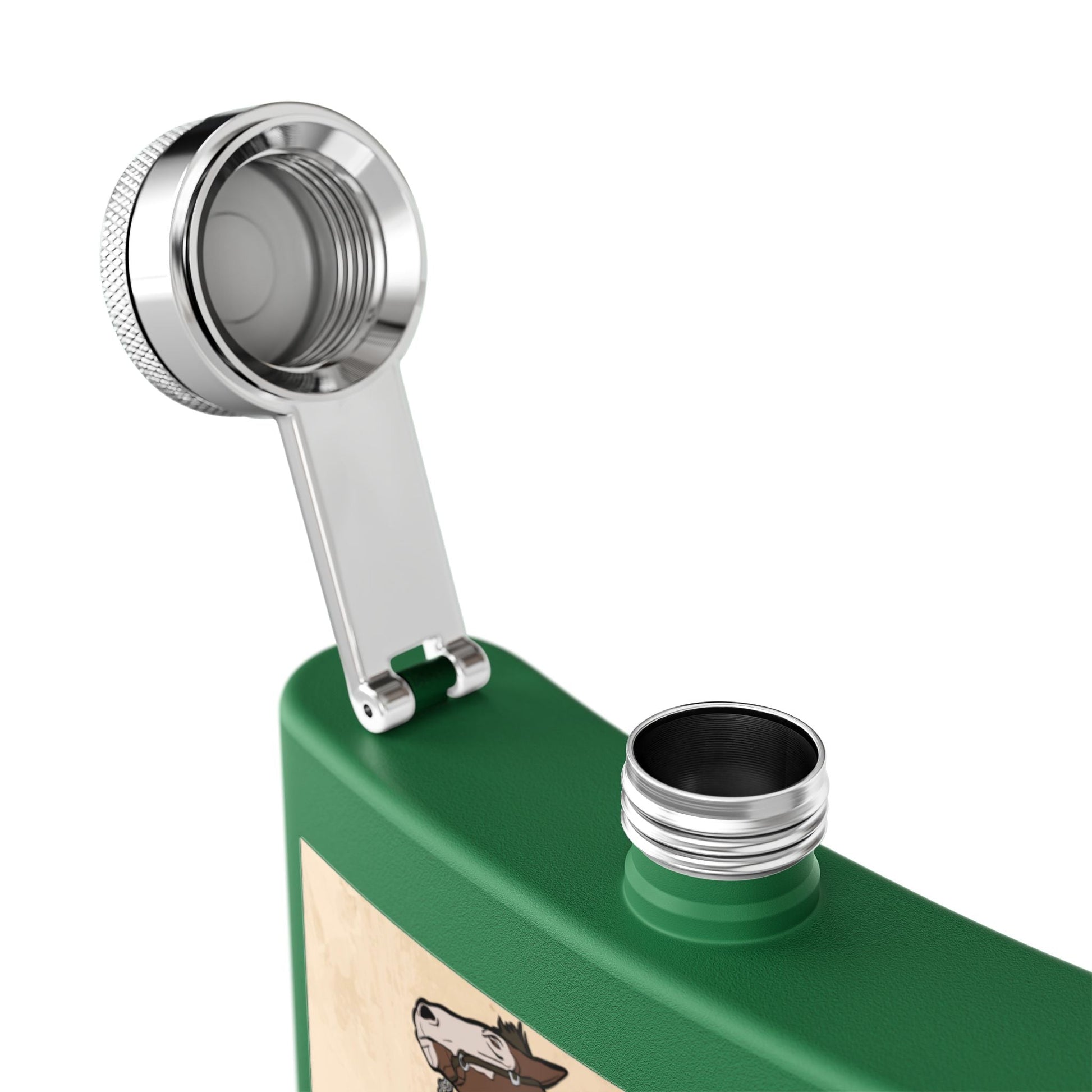 Edelstahl - Flachmann mit Cowboy - Motiv Trinkgefäß für Abenteurer - Familientruhe