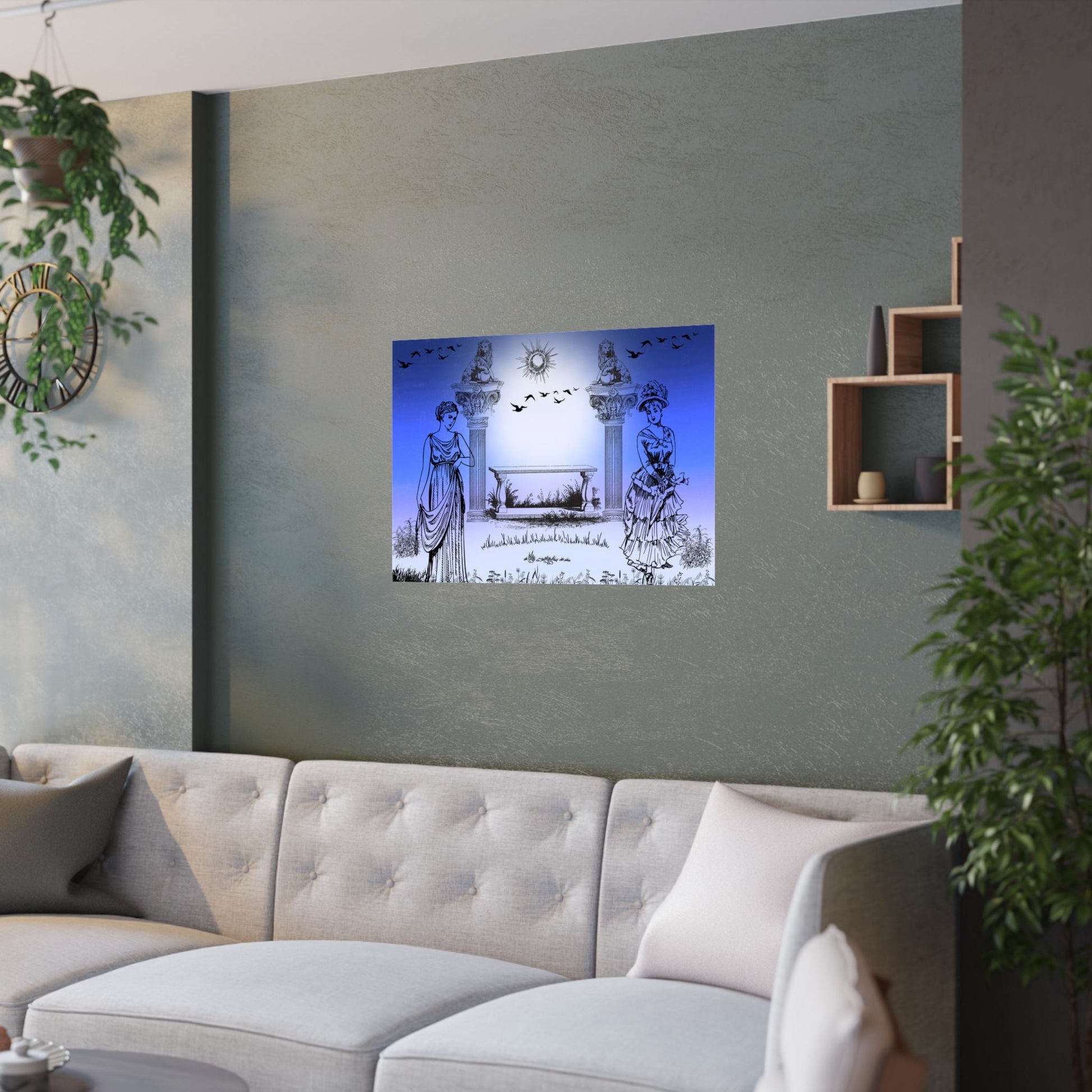 Elegantes Satin Poster Kunstdruck, Vintage Dekor, Home Wall Art - Familientruhe