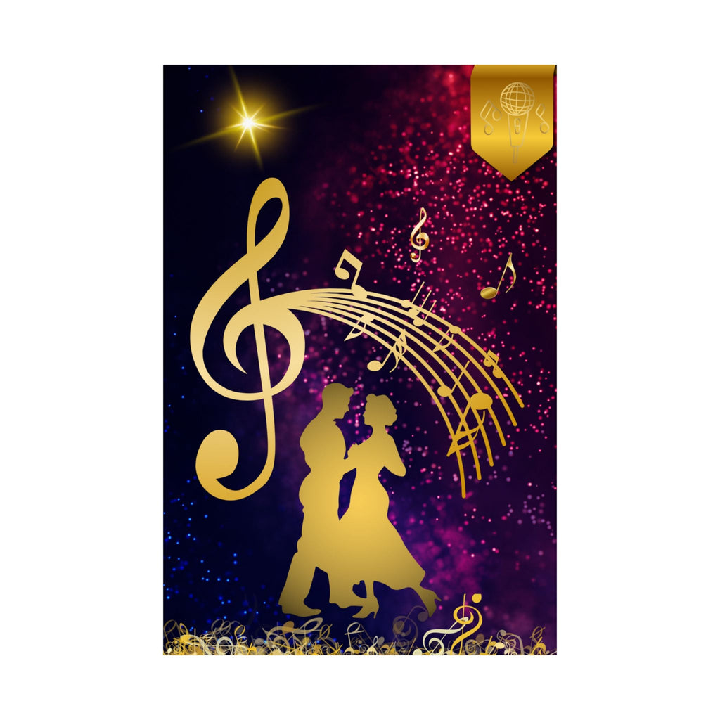 Elegantes Satin - Poster mit Musikthema, romantische Wandkunst - Familientruhe