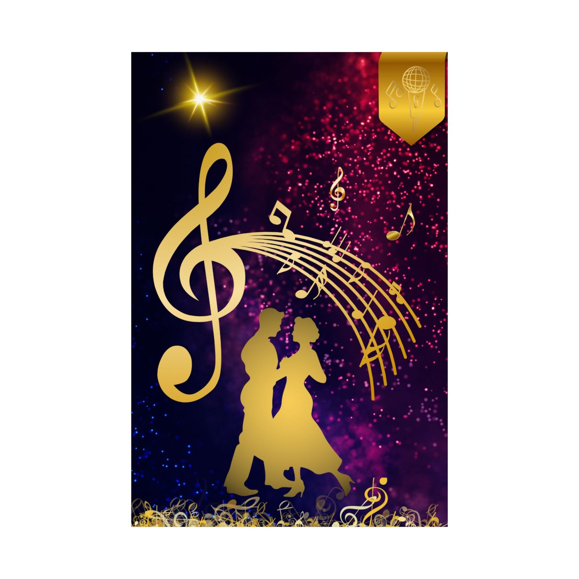 Elegantes Satin - Poster mit Musikthema, romantische Wandkunst - Familientruhe