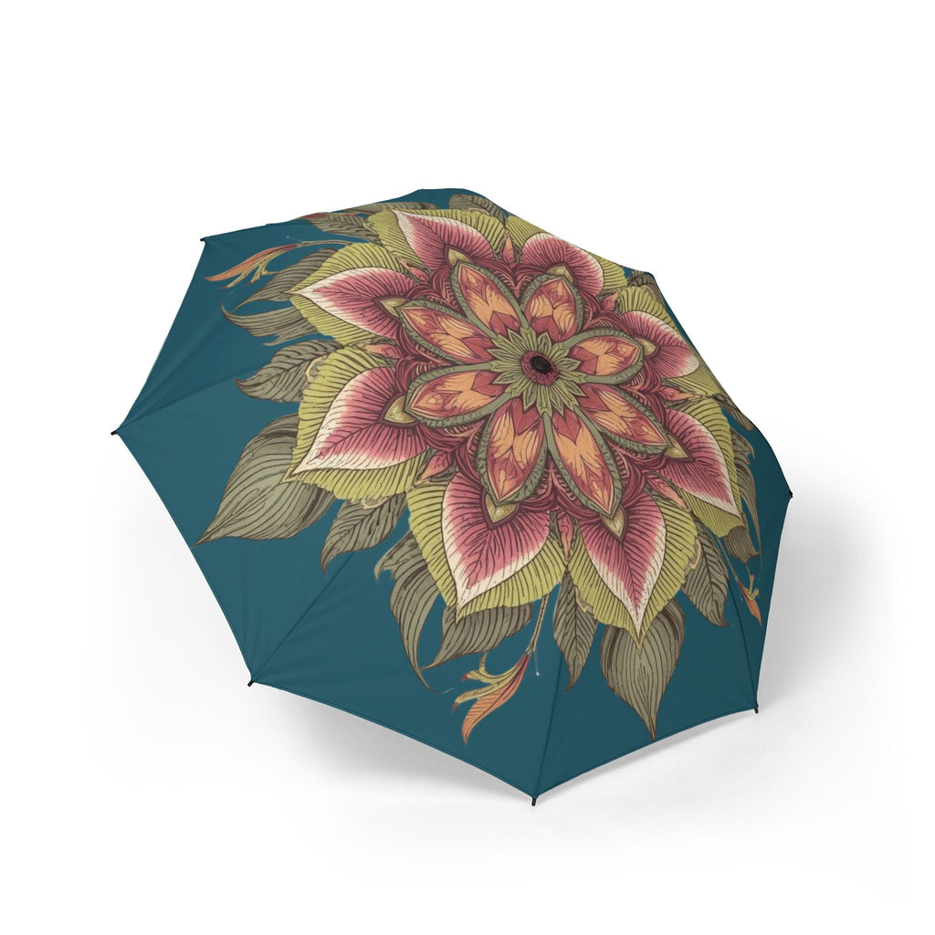 Farbenfroher Regenschirm mit Blumenmuster, künstlerischer Faltschirm - Familientruhe